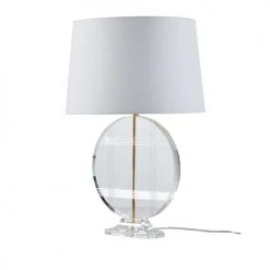 Maisons Du Monde Lampes à Poser Lampe En Cristal, Métal Doré Et Abat-jour Blanc