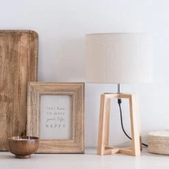 Maisons Du Monde Lampes à Poser Lampe En Hévéa Avec Abat-jour Coloris Gris Clair -Luminaires Ventes lampe en hevea avec abat jour coloris gris clair 1000 7 1 206149 3