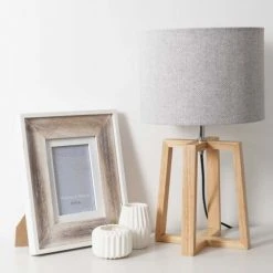 Maisons Du Monde Lampes à Poser Lampe En Hévéa Avec Abat-jour Gris -Luminaires Ventes lampe en hevea avec abat jour gris 1000 5 30 151730 3