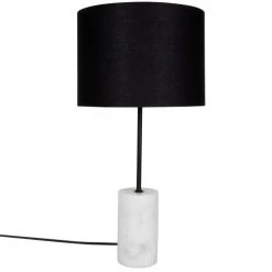 Maisons Du Monde Lampes à Poser Lampe En Marbre Blanc Et Abat-jour En Coton Noir