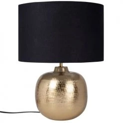 Maisons Du Monde Lampes à Poser Lampe En Métal Doré Et Abat-jour En Coton Recyclé Noir