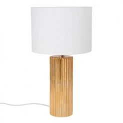 Maisons Du Monde Lampes à Poser Lampe En Métal Doré Et Abat-jour En Lin Blanc
