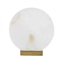 Maisons Du Monde Lampes à Poser Lampe En Métal Doré Et Cercle En Alabatre Blanche H32