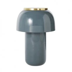 Maisons Du Monde Lampes à Poser Lampe En Métal émaillé Bleu Et Cerclage En Métal Doré