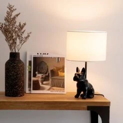 Maisons Du Monde Lampes à Poser Lampe En Polyrésine Noire Et Abat-jour Blanc -Luminaires Ventes lampe en polyresine noire et abat jour blanc 1000 13 12 227439 4