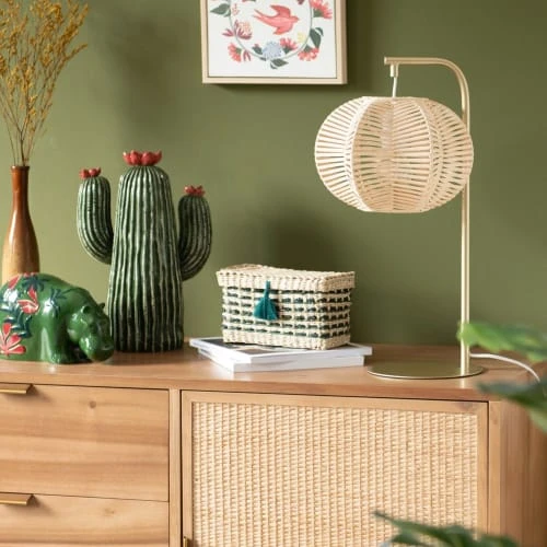 Maisons Du Monde Lampes à Poser Lampe En Rotin Et Métal Doré 4 Maisons Du Monde Lampes à Poser Lampe En Rotin Et Métal Doré – Image 2