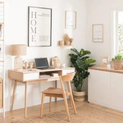 Maisons Du Monde Lampes à Poser Lampe En Rotin Tressé Et Abat-jour En Lin Beige -Luminaires Ventes lampe en rotin tresse et abat jour en lin beige 1000 10 30 211303 3