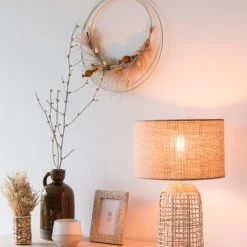 Maisons Du Monde Lampes à Poser Lampe En Rotin Tressé Et Abat-jour En Lin Beige -Luminaires Ventes lampe en rotin tresse et abat jour en lin beige 1000 10 30 211303 5