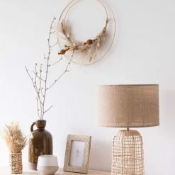 Maisons Du Monde Lampes à Poser Lampe En Rotin Tressé Et Abat-jour En Lin Beige -Luminaires Ventes lampe en rotin tresse et abat jour en lin beige 1000 10 30 211303 6