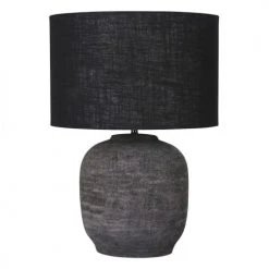 Maisons Du Monde Lampes à Poser Lampe En Terre Cuite Noire Et Abat-jour En Jute Teinté Noir H65