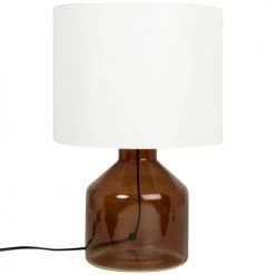Maisons Du Monde Lampes à Poser Lampe En Verre Marron Et Abat-jour Blanc