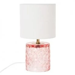 Maisons Du Monde Lampes à Poser Lampe En Verre Rose Et Transparent Avec Abat-jour En Coton écru