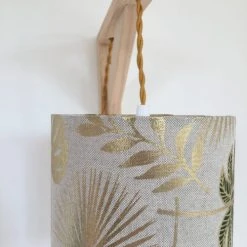 Belamp Appliques Murales Et Spots Lampe équerre Tissu Feuillage Doré Et Cordon Torsadé Or -Luminaires Ventes lampe equerre tissu feuillage dore et cordon torsade or 2