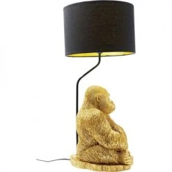 Kare Design Lampes à Poser Lampe Gorille En Polyrésine Dorée Et Abat-jour Noir -Luminaires Ventes lampe gorille en polyresine doree et abat jour noir 4