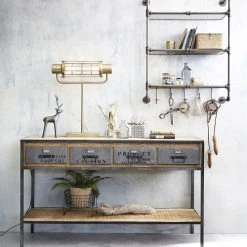 Maisons Du Monde Lampes à Poser Lampe Indus En Métal Doré Effet Vieilli -Luminaires Ventes lampe indus en metal dore effet vieilli 1000 13 0 202704 6