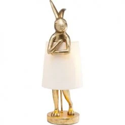 Kare Design Lampes à Poser Lampe Lapin En Polyrésine Dorée Et Abat-jour En Lin Beige H68 -Luminaires Ventes lampe lapin en polyresine doree et abat jour en lin beige h68 3