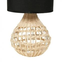 Decoratie Lampes à Poser Lampe Rotin Fine Abat-jour Noir -Luminaires Ventes lampe rotin fine abat jour noir 2