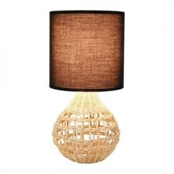 Decoratie Lampes à Poser Lampe Rotin Fine Abat-jour Noir -Luminaires Ventes lampe rotin fine abat jour noir 3