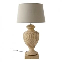 Maisons Du Monde Luminaires Lampe Sculptée Et Abat-jour En Tissu H 84 Cm