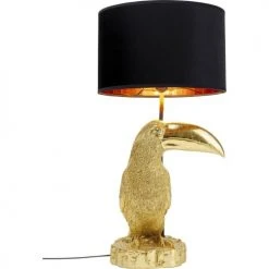 Kare Design Lampes à Poser Lampe Toucan En Polyrésine Dorée Et Abat-jour Noir -Luminaires Ventes lampe toucan en polyresine doree et abat jour noir 4