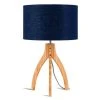 Good & Mojo Lampes à Poser Lampe Tripode Bambou Et Lin Naturel Bleu H54cm -Luminaires Ventes lampe tripode bambou et lin naturel bleu h54cm