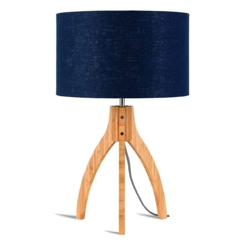 Good & Mojo Lampes à Poser Lampe Tripode Bambou Et Lin Naturel Bleu H54cm 3 Good & Mojo Lampes à Poser Lampe Tripode Bambou Et Lin Naturel Bleu H54cm