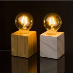 Wadiga Lampes à Poser Lampes Bois Et Marbre - Lot De 2 -Luminaires Ventes lampes bois et marbre lot de 2 1