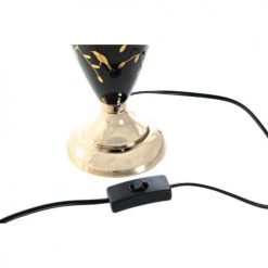 Wadiga Lampes à Poser Lampes En Grès Noir Et Doré Fleurs 28x28x50cm - Lot De 2 -Luminaires Ventes lampes en gres noir et dore fleurs 28x28x50cm lot de 2 2