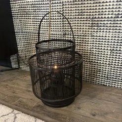 Now’s Home Lampes à Poser Lanterne En Bambou Avec Photophore En Verre -Luminaires Ventes lanterne en bambou avec photophore en verre 2