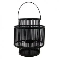 Now’s Home Lampes à Poser Lanterne En Bambou Avec Photophore En Verre