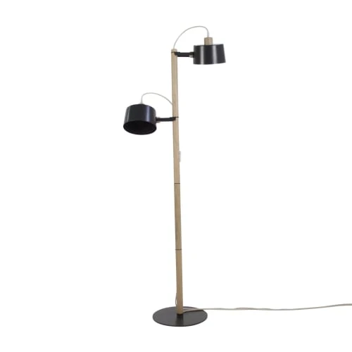 DIZY Design Lampadaires Luminaire à Poser Avec 2 Abat-jours En Chêne Et Métal Noir 3 DIZY Design Lampadaires Luminaire à Poser Avec 2 Abat-jours En Chêne Et Métal Noir
