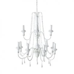 Maisons Du Monde Suspensions Lustre à Pampilles En Métal Blanc Effet Vieilli