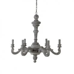 Maisons Du Monde Luminaires Lustre En Manguier Sculpté Grisé Effet Vieilli