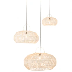 Meubles & Design Suspensions Set De 3 Abat Jour En Rotin Blanc -Luminaires Ventes set de 3 abat jour en rotin blanc 3