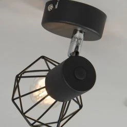 QAZQA Appliques Murales Et Spots Spot Murale En Acier Noir -Luminaires Ventes spot murale en acier noir 5