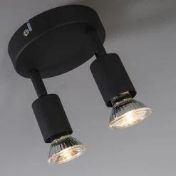 QAZQA Appliques Murales Et Spots Spot Plafond En Acier Noir -Luminaires Ventes spot plafond en acier noir 10