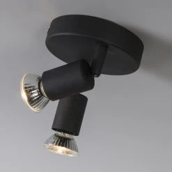 QAZQA Appliques Murales Et Spots Spot Plafond En Acier Noir -Luminaires Ventes spot plafond en acier noir 11