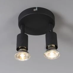 QAZQA Appliques Murales Et Spots Spot Plafond En Acier Noir -Luminaires Ventes spot plafond en acier noir 9