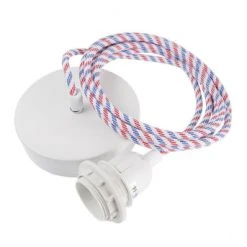 Hoopzi Suspensions Suspension 1 Fil électrique En Tissu Bleu Roi 3m -Luminaires Ventes suspension 1 fil electrique en tissu bleu blanc rouge 3m 2