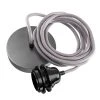 Hoopzi Suspensions Suspension 1 Fil électrique En Tissu Gris 2,5m Douille Noire
