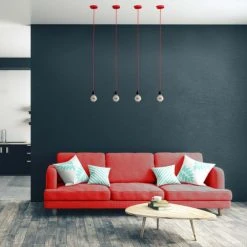 Hoopzi Suspensions Suspension 1 Fil électrique En Tissu Rouge 2,5m Douille Noire -Luminaires Ventes suspension 1 fil electrique en tissu rouge 2 5m douille noire 2