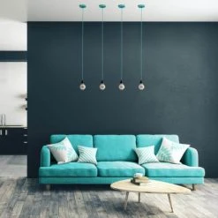 Hoopzi Suspensions Suspension 1 Fil électrique En Tissu Turquoise 2,5m Douille Noire -Luminaires Ventes suspension 1 fil electrique en tissu turquoise 2 5m douille noire 2