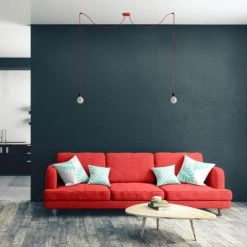 Hoopzi Suspensions Suspension 2 Fils électriques En Tissu Rouge 2,5m Douille Noire -Luminaires Ventes suspension 2 fils electriques en tissu rouge 2 5m douille noire 2