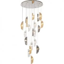 Kare Design Suspensions Suspension 21 Feuilles En Verre Et Acier -Luminaires Ventes suspension 21 feuilles en verre et acier 4