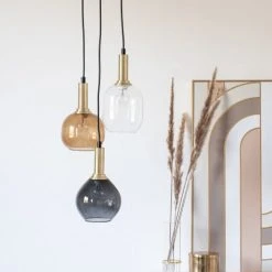 Maisons Du Monde Suspensions Suspension 3 Abat-jours Cloche En Verre Transparent Et Teinté -Luminaires Ventes suspension 3 abat jours cloche en verre transparent et teinte 1000 9 14 211574 2