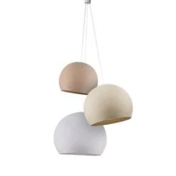 La Case De Cousin Paul Suspensions Suspension 3 Coupoles Bleu Canard-denim-azur -Luminaires Ventes suspension 3 coupoles lin ecru blanc