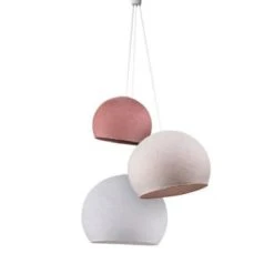 La Case De Cousin Paul Suspensions Suspension 3 Coupoles Bleu Canard-denim-azur -Luminaires Ventes suspension 3 coupoles rose dragee blanc