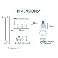 Hoopzi Suspensions Suspension 3 Fils électriques En Tissu Rouge 3m -Luminaires Ventes suspension 3 fils electriques en tissu rouge 3m 2