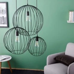 Maisons Du Monde Suspensions Suspension 3 Globes Filaires Noirs -Luminaires Ventes suspension 3 globes filaires noirs 1000 15 3 177410 5