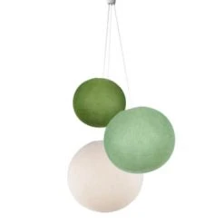 La Case De Cousin Paul Suspensions Suspension 3 Globes Moutarde-lin-écru -Luminaires Ventes suspension 3 globes olive tilleul ecru